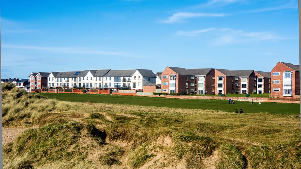 Apartments near the beach at Crosby, Liverpool, UK