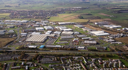 aerial photo of factories near peterlee