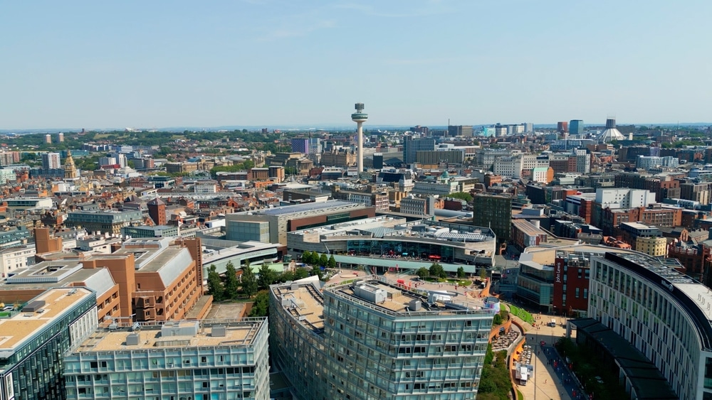 liverpool city centre aerial view