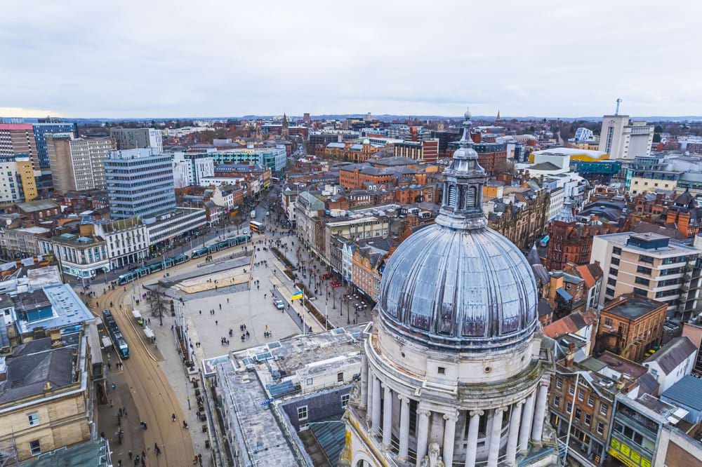 Aerial photograph of Nottingham city centre