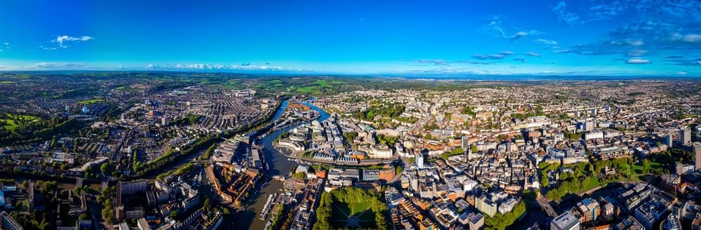 panorama of bristol on a sunny clear day