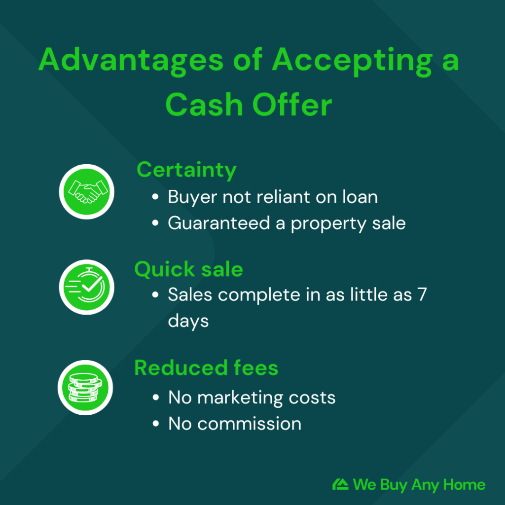 3 advantages of accepting a cash offer infographic